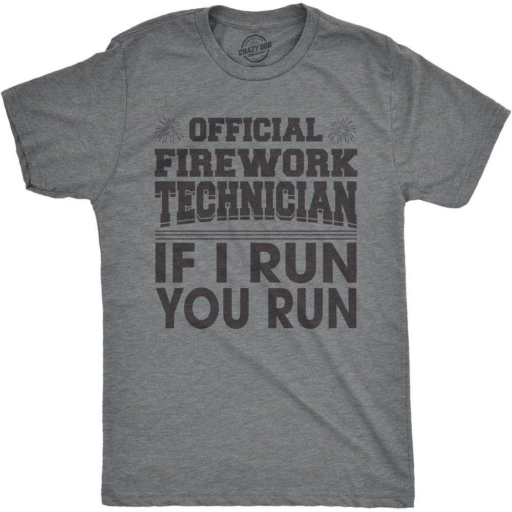image:imageFirework Fourth of July Firecracker Humor Funny T Shirts for MenDark Heather Grey Firework Technician