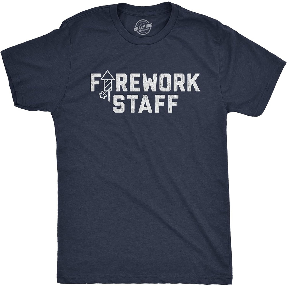 image:imageFirework Fourth of July Firecracker Humor Funny T Shirts for MenHeather Navy Staff