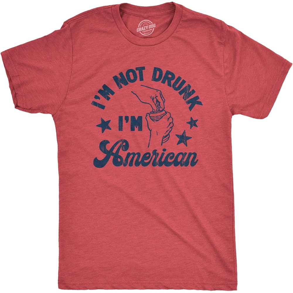image:imageFirework Fourth of July Firecracker Humor Funny T Shirts for MenHeather Red Drunk American