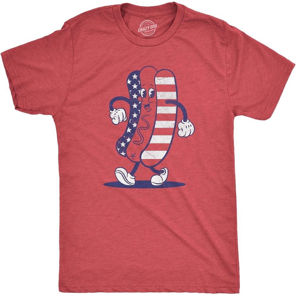 image:imageFourth of July Hotdog Patriotic Grilling Funny T Shirts for MenHeather Red Hotdog
