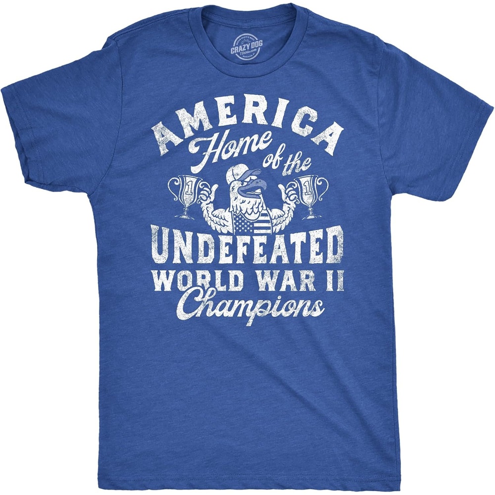 image:imageFunny America Home of Undefeated World War 2 Mens TShirtsHeather Royal Ww2 Champions