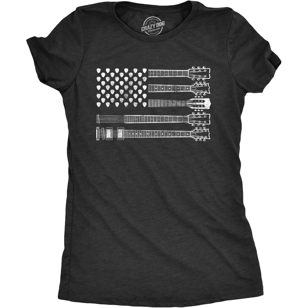 image:imageGuitar Flag Rock and Roll American Musician Flag Shirt for WomenHeather Black