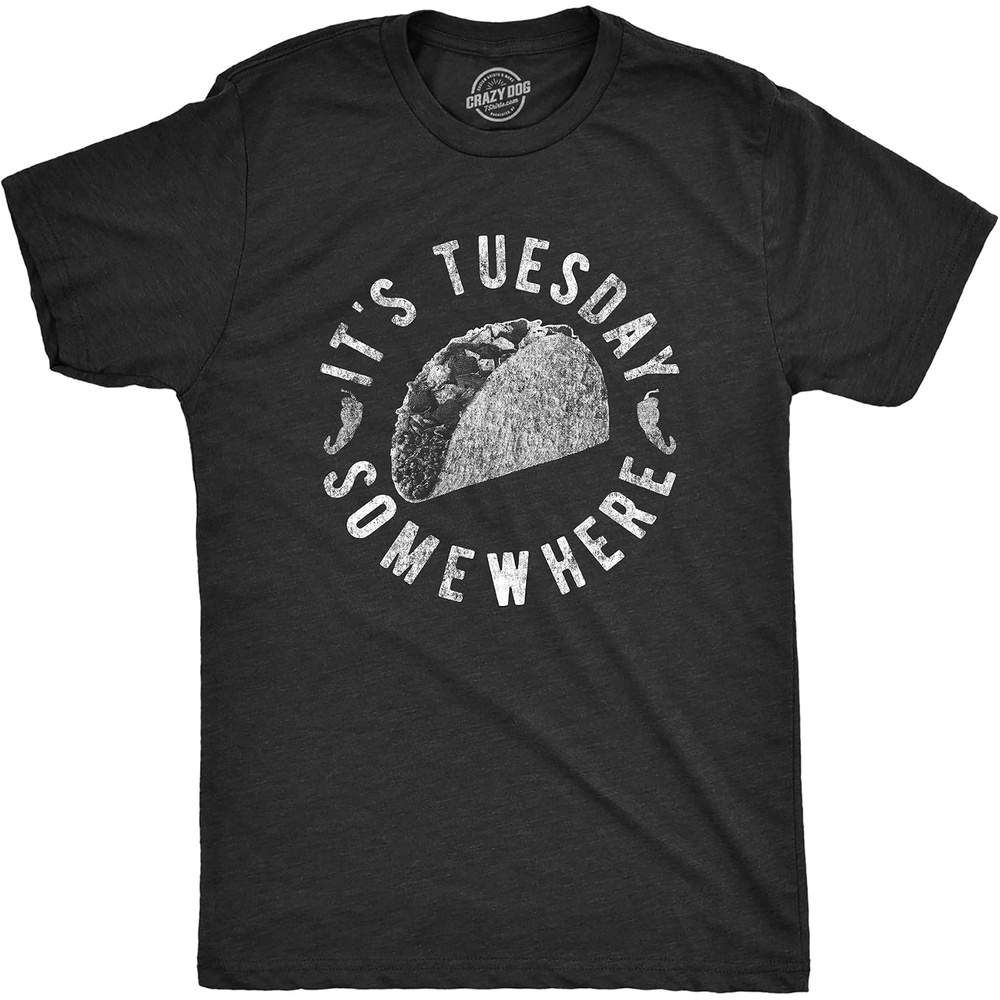 image:imageMens Funny Taco T Shirts Adult Humor Mexican Food Tees for GuysHeather Black  Tuesday Somewhere