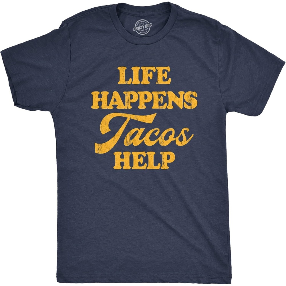 image:imageMens Funny Taco T Shirts Adult Humor Mexican Food Tees for GuysHeather Navy Tacos Help