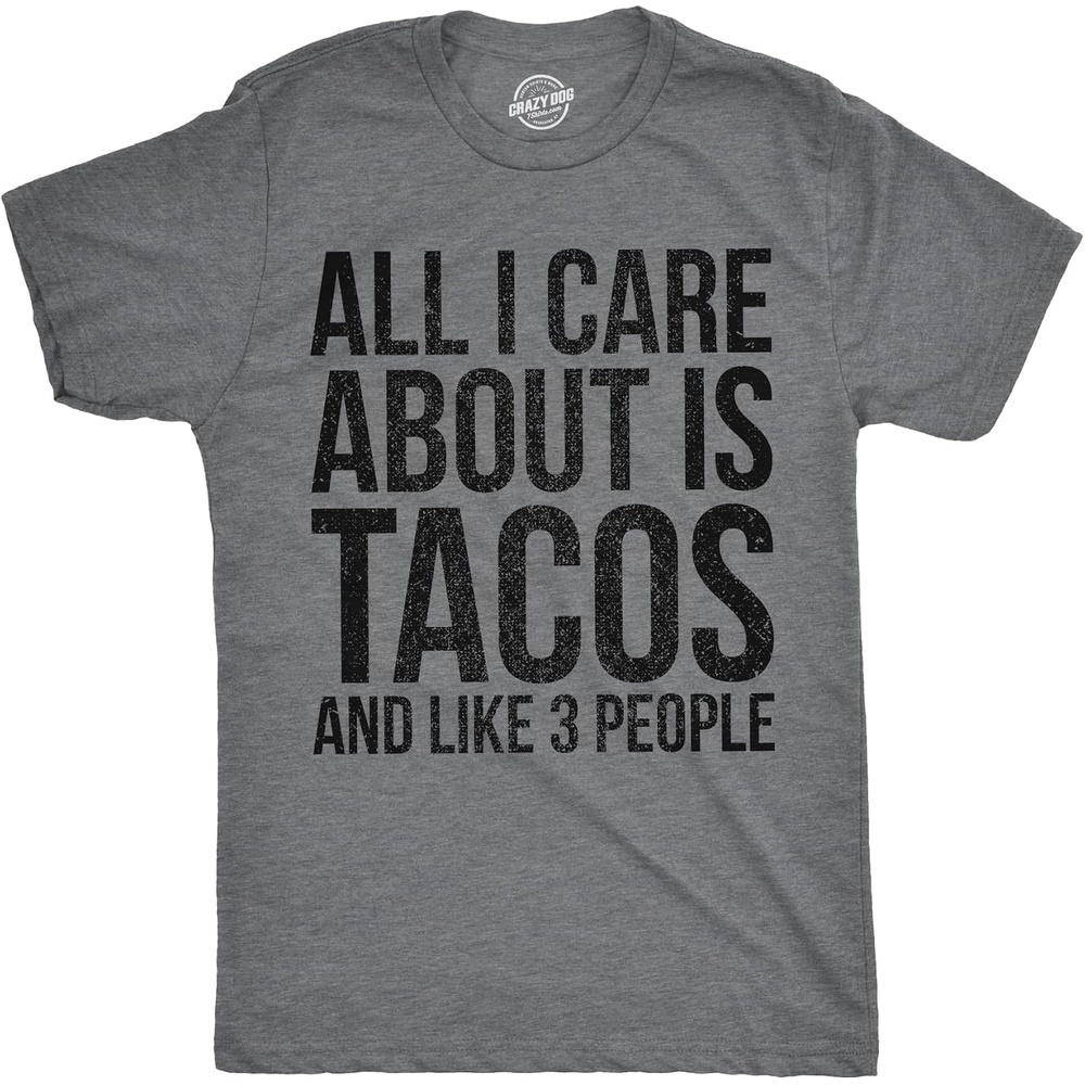 image:imageMens Funny Taco T Shirts Adult Humor Mexican Food Tees for GuysLight Heather Grey Care Tacos