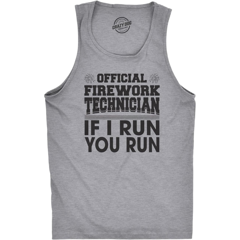 image:imageMens Official Firework Technician Funny 4th of July Fitness TankLight Heather Grey