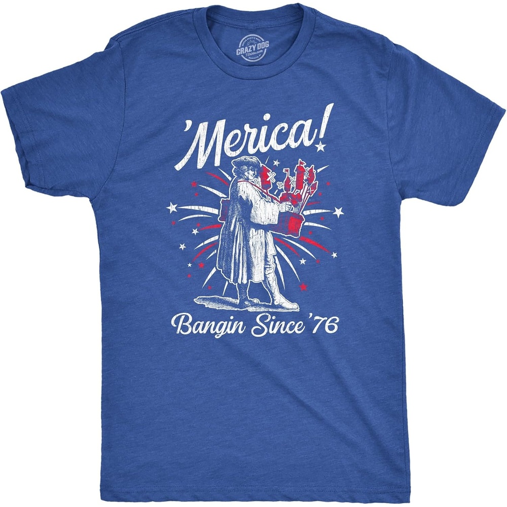 image:imageMerica Banging Since 76 Fourth of July Funny T Shirts for MenHeather Royal Merica