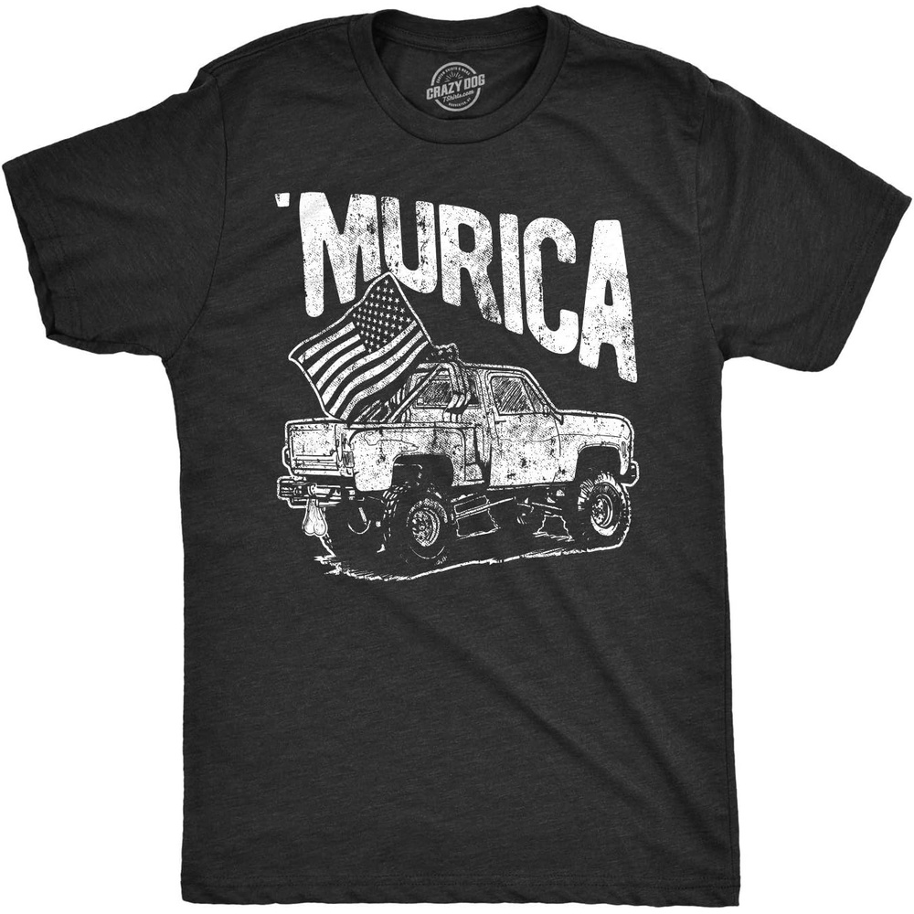 image:imageMurica Truck Fourth of July USA Pride Funny T Shirts for MenHeather Black