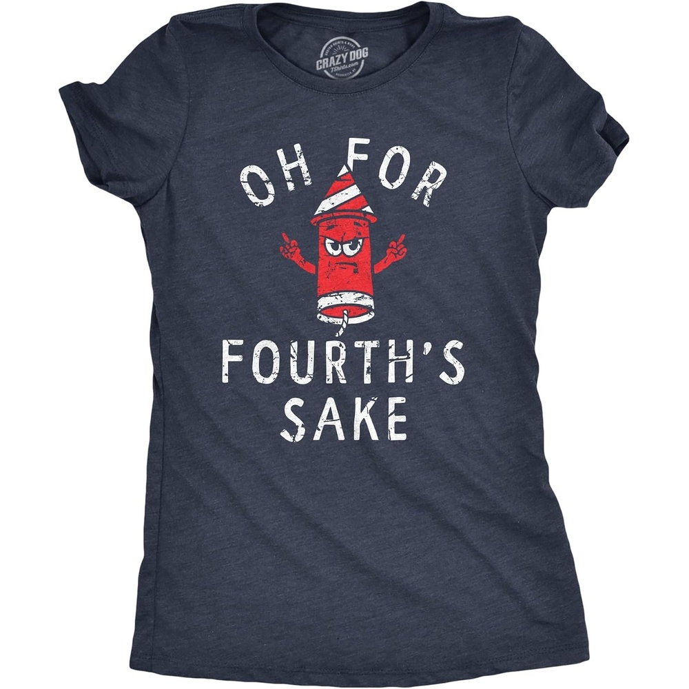 image:imageOh for Fourths Sake Fireworks 4th of July Funny Shirt for WomenHeather Navy Fourths