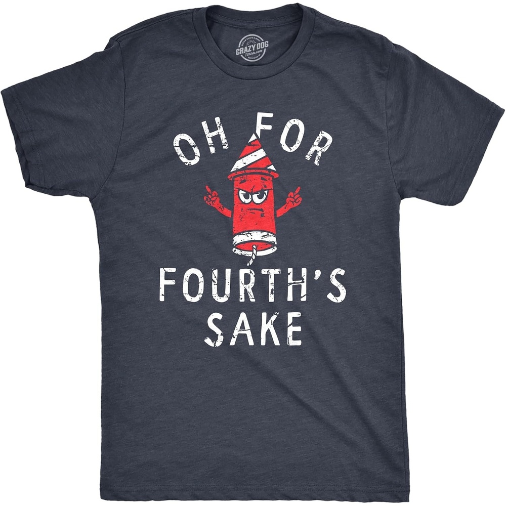 image:imageOh for Fourths Sake Fourth of July Graphic Funny T Shirts for MenHeather Navy Fourths