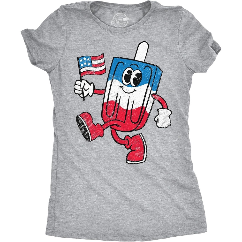 image:imagePatriotic on Independence Day 4th of July Funny T Shirt for WomenLight Heather Grey Usa Popsicle