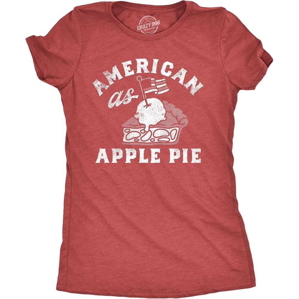 image:imageWomens Funny T Shirts American As Apple Pie 4th of July Tee for LadiesHeather Red American as Apple Pie