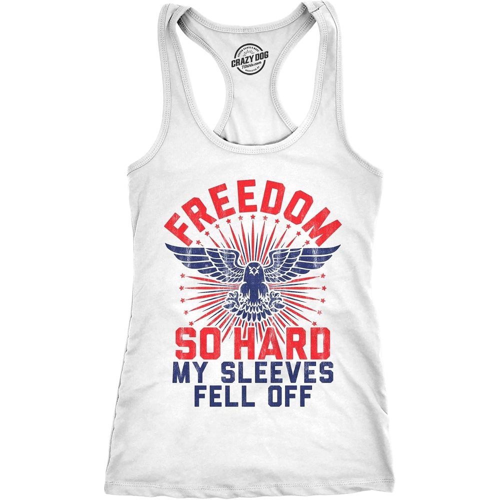 image:imageWomens Tank Freedom so Hard My Sleeves Fell Off TanktopWhite