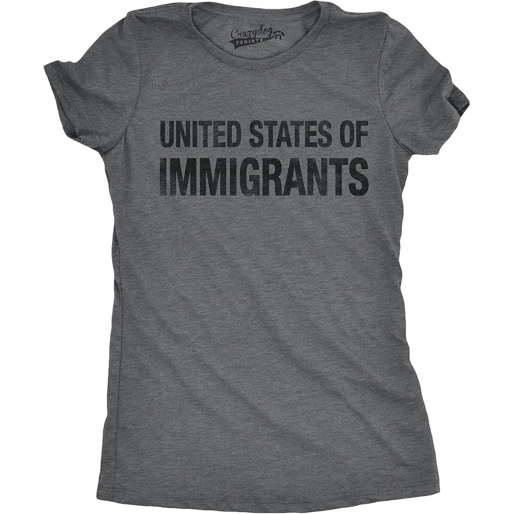 image:imageWomens United States of Immigrants Funny Citizen American T ShirtDark Heather Grey