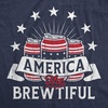America The Brewtiful Fourth of July Beer Funny T Shirts for Men(Heather Navy)
