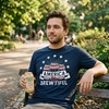 America The Brewtiful Fourth of July Beer Funny T Shirts for Men(Heather Navy)