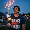 Big Wick Energy Fourth of July Fireworks Funny T Shirts for Men