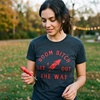 Boom Bitch Get Out The Way Firework 4th of July Shirt for Women(Heather Navy)