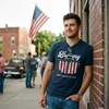 Bravery Never Goes Out of Style Military Funny T Shirts for Men(Heather Navy)