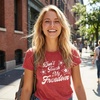 Dont Touch My Freedom USA Merica 4th of July Shirt for Women(Heather Red)