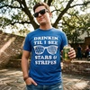 Drinkin Til I See Stars and Stripes Fourth of July Shirts for Men(Heather Royal)