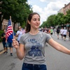 Land of The Free Because of The Brave 4th of July Shirt for Women(Dark Heather Grey)