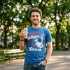 Mens Funny Red White and Goose Fourth of July Tee