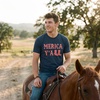 Merica Yall Fourth of July Patriotic Party Funny T Shirts for Men(Heather Navy)