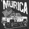 Murica Truck Fourth of July USA Pride Funny T Shirts for Men(Heather Black)