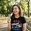 Patriotic on Independence Day 4th of July Funny T Shirt for Women(Heather Black – Red White Cool)