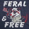 Patriotic on Independence Day 4th of July Funny T Shirt for Women(Heather Navy – Feral and Free)