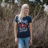 Patriotic on Independence Day 4th of July Funny T Shirt for Women(Heather Navy – Red Wine Blue)