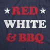 Red White and BBQ Patriotic Barbecue Text Funny T Shirt for Women(Heather Navy)