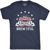 America The Brewtiful Fourth of July Beer Funny T Shirts for Men(Heather Navy)