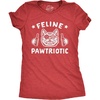 Feline Pawtriotic Pet Cat 4th of July Funny Humor Shirt for Women(Heather Red)