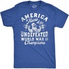 Funny America Home of Undefeated World War 2 Mens T-Shirts(Heather Royal – Ww2 Champions)