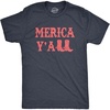 Merica Yall Fourth of July Patriotic Party Funny T Shirts for Men(Heather Navy)