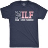 Milf Man I Love Freedom Fourth of July Funny T Shirts for Men(Heather Navy – Milf)