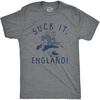 Suck It England Fourth of July George Funny T Shirts for Men(Dark Heather Grey – England)