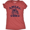 Womens Funny T Shirts Americorg 4th of July Dog Graphic Tee for Ladies(Heather Red – Americorg)