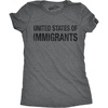 Womens United States of Immigrants Funny Citizen American T Shirt(Dark Heather Grey)