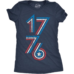 1776 Stripes Awesome 4th of July Funny Graphic T Shirt for Women(Heather Navy – 1776 Stripes)