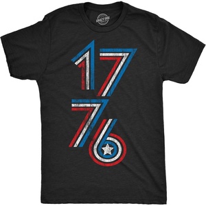 1776 Stripes Funny Fourth of July Graphic Humor T Shirts for Men(Heather Black – 1776 Stripes)