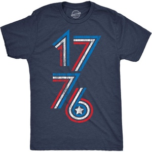1776 Stripes Funny Fourth of July Graphic Humor T Shirts for Men(Heather Navy – 1776 Stripes)