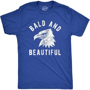 Bald and Beautiful Fourth of July Party Funny T Shirts for Men(Heather Royal)