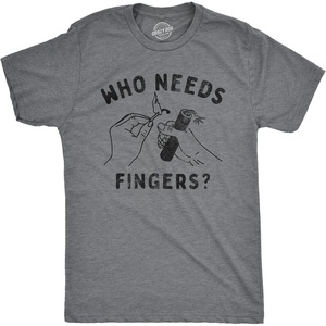 Firework Fourth of July Firecracker Humor Funny T Shirts for Men(Dark Heather Grey – Fingers)