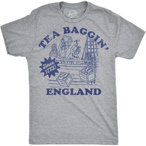 Mens Funny T Shirts Tea Baggin England 4th of July Tee for Men
