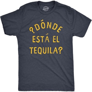 Mens Funny Taco T Shirts Adult Humor Mexican Food Tees for Guys(Heather Navy – Donde Esta)