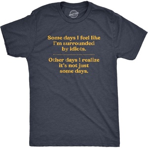 Mens Funny Taco T Shirts Adult Humor Mexican Food Tees for Guys(Heather Navy – Surrounded By Idiots)