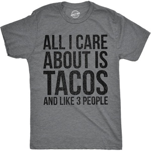 Mens Funny Taco T Shirts Adult Humor Mexican Food Tees for Guys(Light Heather Grey – Care Tacos)